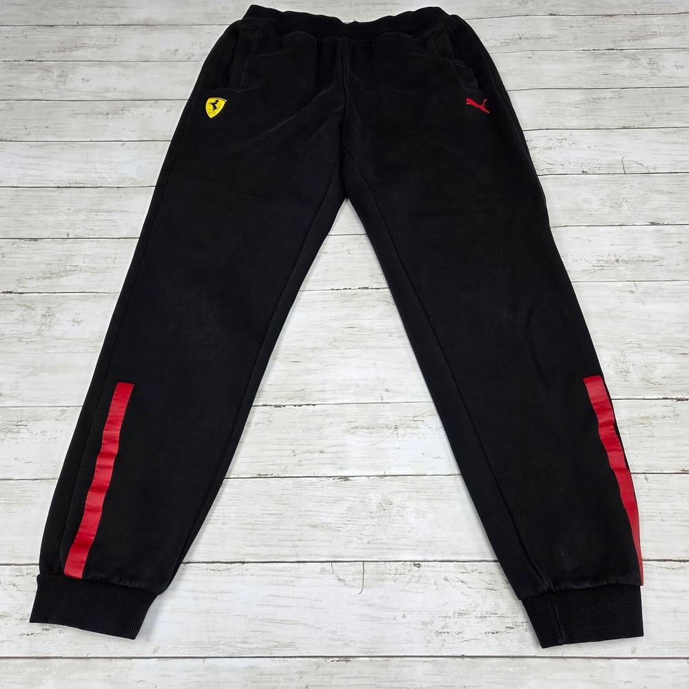 Puma Ferrari Scuderia Jogger Sweatpants Mens Medium Black Red Racing 762244-02